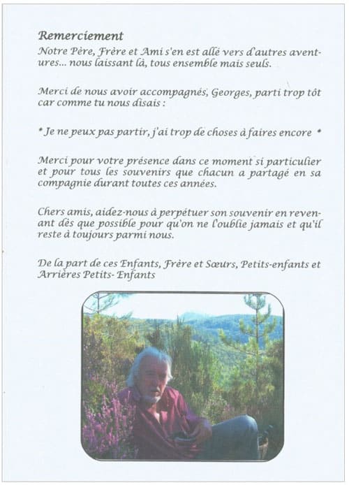 News : remerciements suite au décès de Georges Kiess