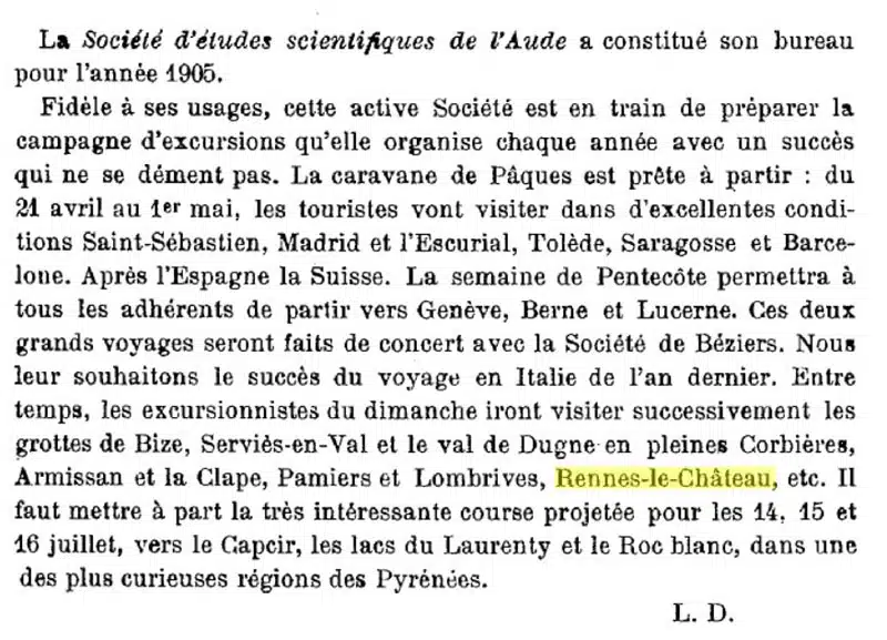 Annonce la visite de la SESA pour voir la stèle de Marie de Nègre d'Ables à Rennes-le-Château