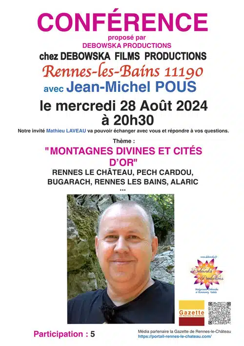 Jean-Michel Pous en conférence à Rennes-les-Bains sur la cité d'or de Rennes-le-Château