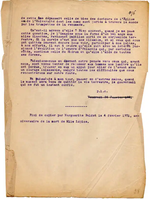 La dernière page du corpus publié par Christian Doumergue avec comme sujet Le Hiéron du Val d'Or