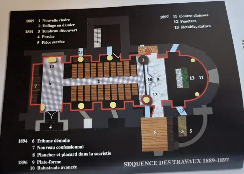 Plan de l'église de Rennes-le-Château par Paul Saussez