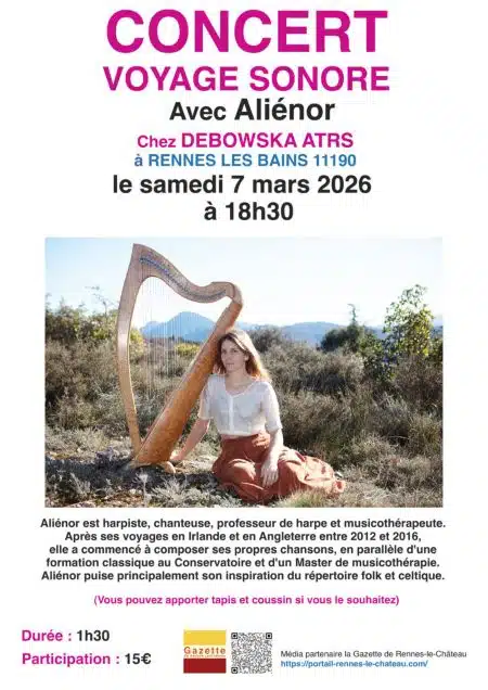 Concert-Voyage sonore avec Aliénor le samedi 7 mars 2026 à 18h30 chez Debowska Arts