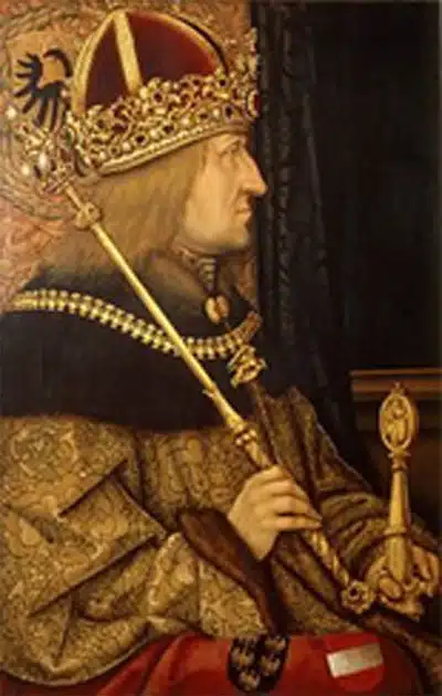 Frédéric III du Saint-Empire, à l'origine Frédéric V de Habsbourg, empereur du Saint-Empire.