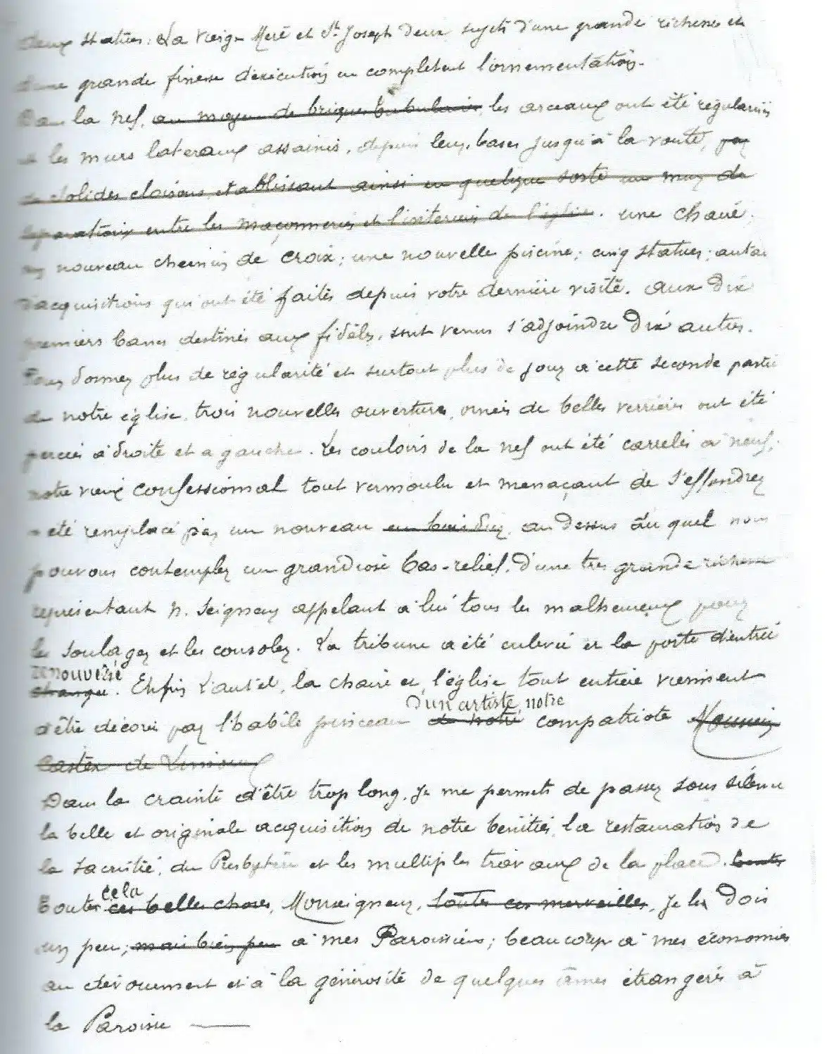 Page 4 du brouillon de Bérenger Saunière pour la visite pastorale de Monseigneur Billard