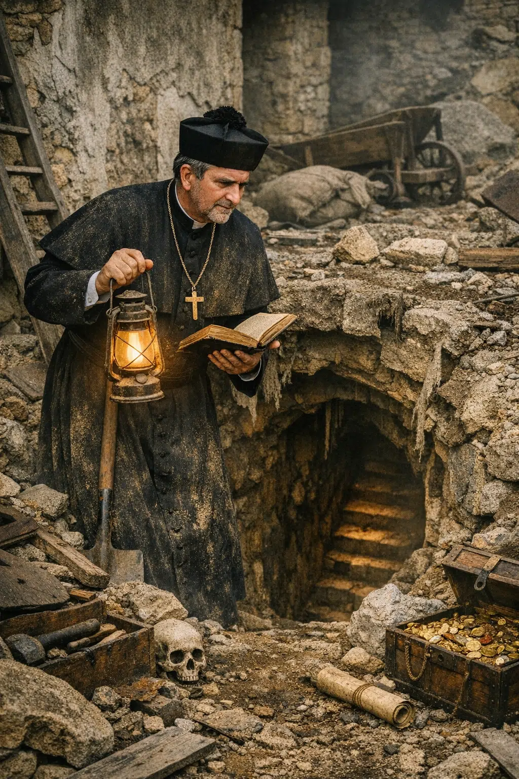 Exploration du réseau souterrain de Rennes‑le‑Château reliant l’église, le cimetière et le château. Selon plusieurs hypothèses, l’abbé Saunière aurait découvert ces passages dès 1891, révélant des galeries comblées, des accès dissimulés et peut‑être des dépôts enfouis. Une zone clé pour comprendre l’histoire secrète du village et les travaux entrepris par l’abbé.
