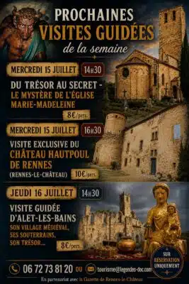 Visites guidées à Rennes-le-Château le 15 juillet !